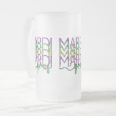 Stacked Mardi Gras Design Frosted Glass Mug フロストグラスビールジョッキ (正面左)