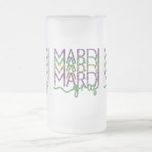 Stacked Mardi Gras Design Frosted Glass Mug フロストグラスビールジョッキ (中央)