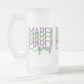 Stacked Mardi Gras Design Frosted Glass Mug フロストグラスビールジョッキ (左)