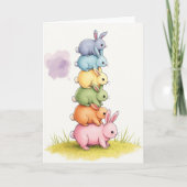 Stacked Pastel Bunnies Card カード (正面)
