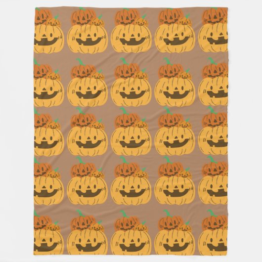 Stacked pumpkin pattern フリースブランケット (正面)
