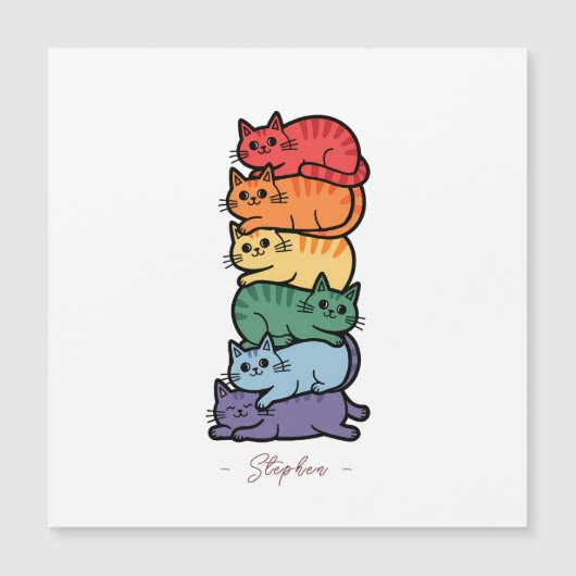 Stacked Rainbow Cats - LGBTQプライドお祝い (正面)