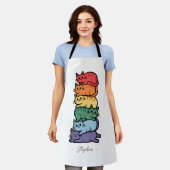 Stacked Rainbow Cats - LGBTQプライドお祝い エプロン (着用した状態)