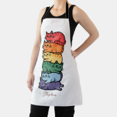Stacked Rainbow Cats - LGBTQプライドお祝い エプロン (インサイチュ)