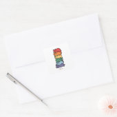 Stacked Rainbow Cats - LGBTQプライドお祝い スクエアシール (封筒)