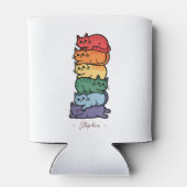Stacked Rainbow Cats - LGBTQプライドお祝い 缶クーラー (裏面)