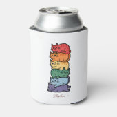 Stacked Rainbow Cats - LGBTQプライドお祝い 缶クーラー (缶裏面)