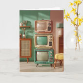 Stacked Retro Television Set Display カード (黄色い花)