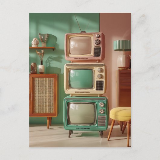 Stacked Retro Television Set Display ポストカード (正面)