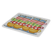 Stacked Teacups Teatime Illustration カッティングボード (角)