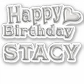 Stacy Happy Birthday silver Aufkleber Sticker シール (正面)