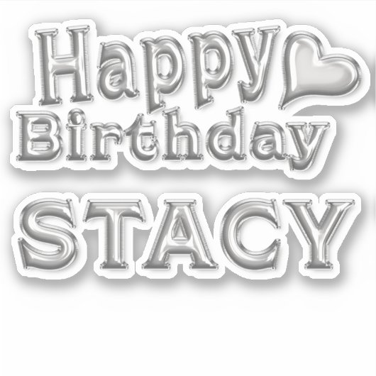 Stacy Happy Birthday silver Aufkleber Sticker シール (正面)