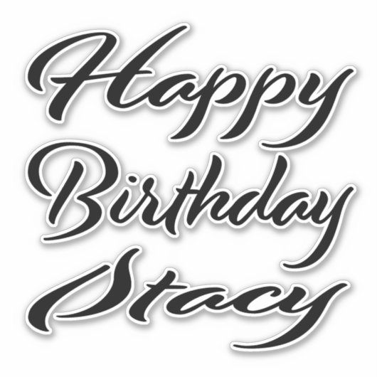Stacy Name Vorname black Sticker Geburtstag シール (正面)
