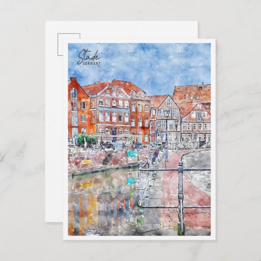 Stadeドイツのヴィンテージ旅行水の色 ポストカード (正面/裏面)
