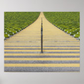 Stadium stairway between rows of green seats ポスター (正面)