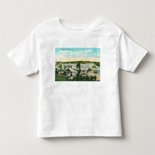 StadiumSanディエゴ、カリフォルニアの空中写真 トドラーTシャツ (正面)
