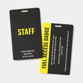 STAFF パス フルアクセス ミュージックフェスティバル イエローID バッジ