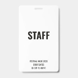 STAFF パス フルアクセス ミュージックフェスティバル ブラック ホワイト バッジ