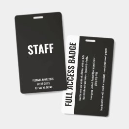 STAFF パス フルアクセス ミュージックフェスティバル 白ID バッジ