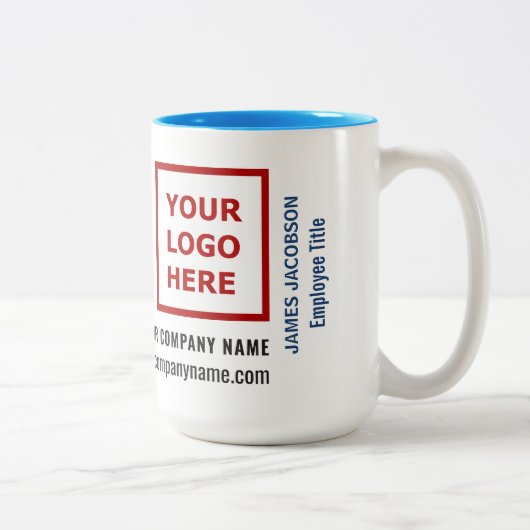 Staff Employee Personalized Name Logo Website ツートーンマグカップ (右)