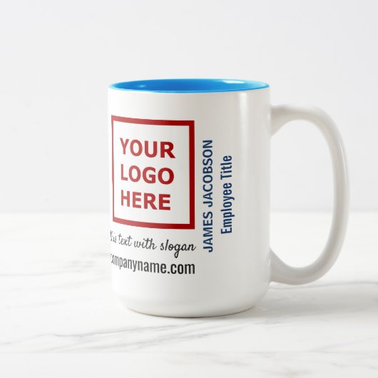 Staff Employee Personalized Name Logo Website ツートーンマグカップ (右)