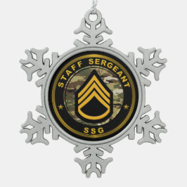 Staff Sergeant SSG スノーフレークピューターオーナメント