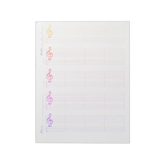 Staff & Ukulele Tab Paper – Printable Template ノートパッド (回転)