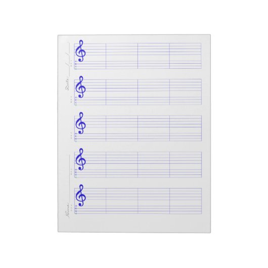 Staff & Ukulele Tab Paper – Printable Template ノートパッド (回転)