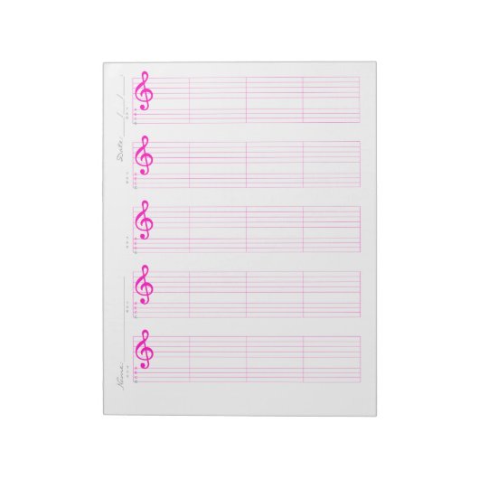 Staff & Ukulele Tab Paper – Printable Template ノートパッド (回転)