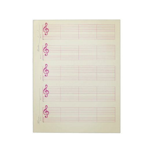Staff & Ukulele Tab Paper – Printable Template ノートパッド (回転)