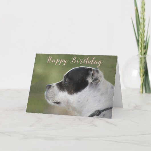 Staffieの子犬のバースデー・カード カード (正面)