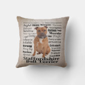 Staffieの特性の枕 クッション (裏面)