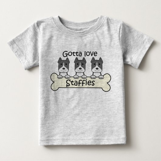 Staffiesを愛するために得られる ベビーTシャツ (正面)