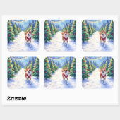 Staffordshire Bull Terrier at Christmas Tree Farm スクエアシール (シート)