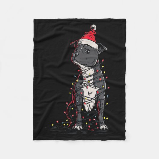 Staffordshire Bull Terrier Christmas Graphics Dog フリースブランケット (正面)