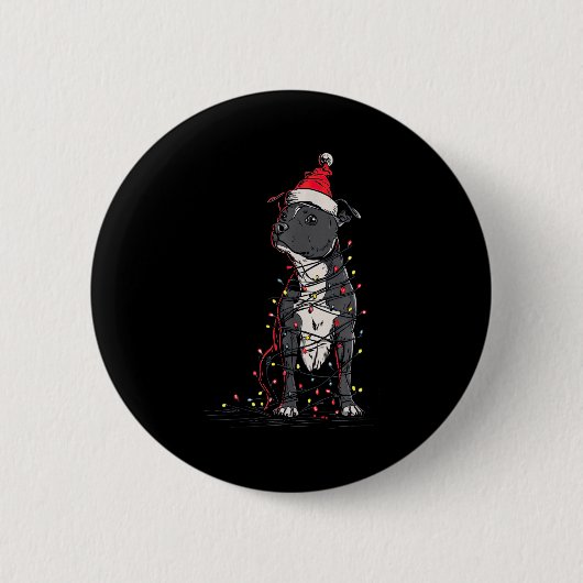 Staffordshire Bull Terrier Christmas Graphics Dog  缶バッジ (正面)