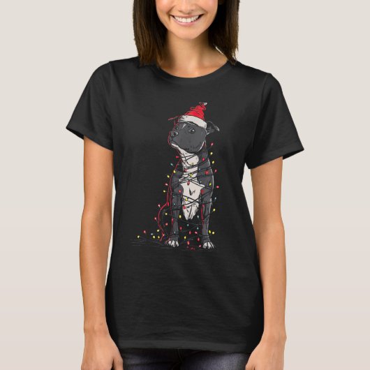 Staffordshire Bull Terrier Christmas Graphics Dog  Tシャツ (正面)