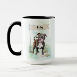 Staffordshire Bull Terrier Watercolor Personalized マグカップ