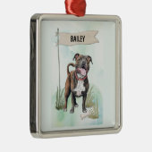 Staffordshire Bull Terrier Watercolor Personalized メタルオーナメント (右)