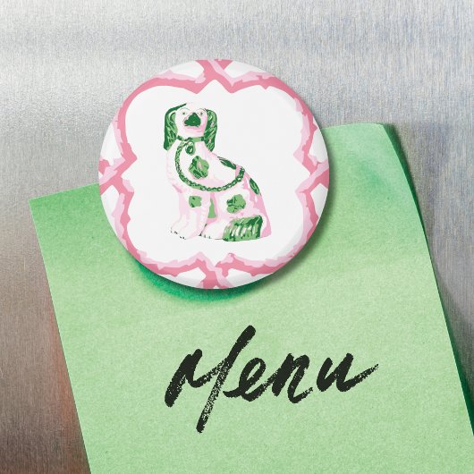 Staffordshire Dog Opt 1 in Pink and Green Magnet マグネット