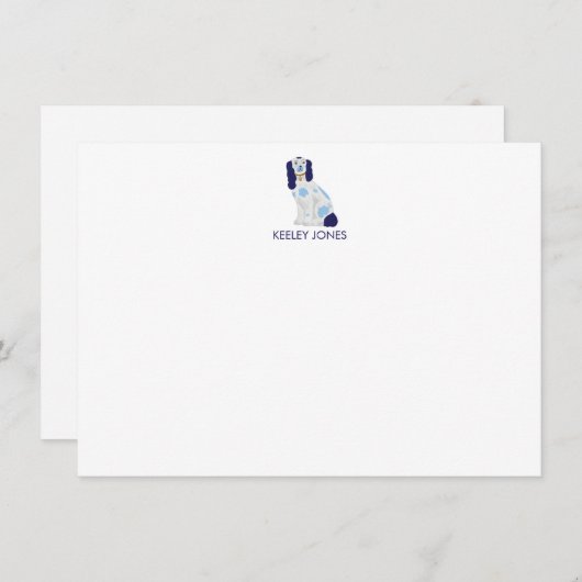 Staffordshire Spaniel Personalized Flat Note Card ノートカード (正面/裏面)