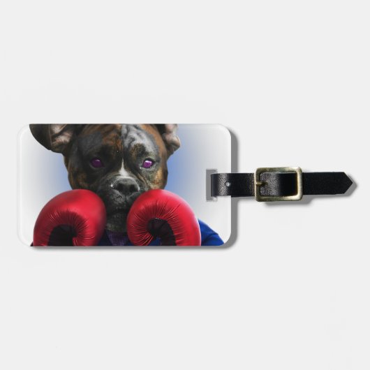 Staffy犬のボクサーのおもしろい動物 ラゲッジタグ (正面横)