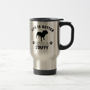 Staffy犬の品種デザイン トラベルマグ