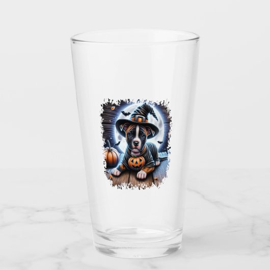 Staffy Dog Halloween Square タンブラーグラス (正面)