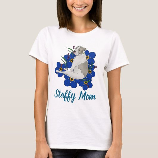 Staffy Mom Tee – Staffordshire Bull Terrier Art Tシャツ (正面)