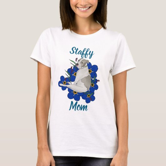 Staffy Mom Tee – Staffordshire Bull Terrier Art Tシャツ (正面)