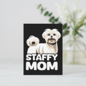 Staffy mom with maltese t shirt design vector  シーズンポストカード (スタンド正面)