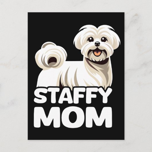 Staffy mom with maltese t shirt design vector  シーズンポストカード (正面)