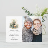 Stagとクリスマスツリーの水彩写真 シーズンカード (スタンド正面)