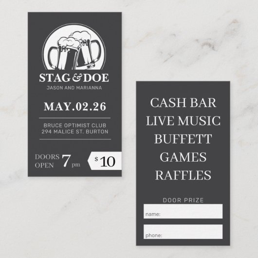 StagとDoeチケットクラシックビールパーティー 名刺 (正面/裏面)